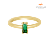 Anel Esmera Banhado em Ouro 18k