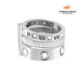 Anel Triplo Glamour Banhado em Prata