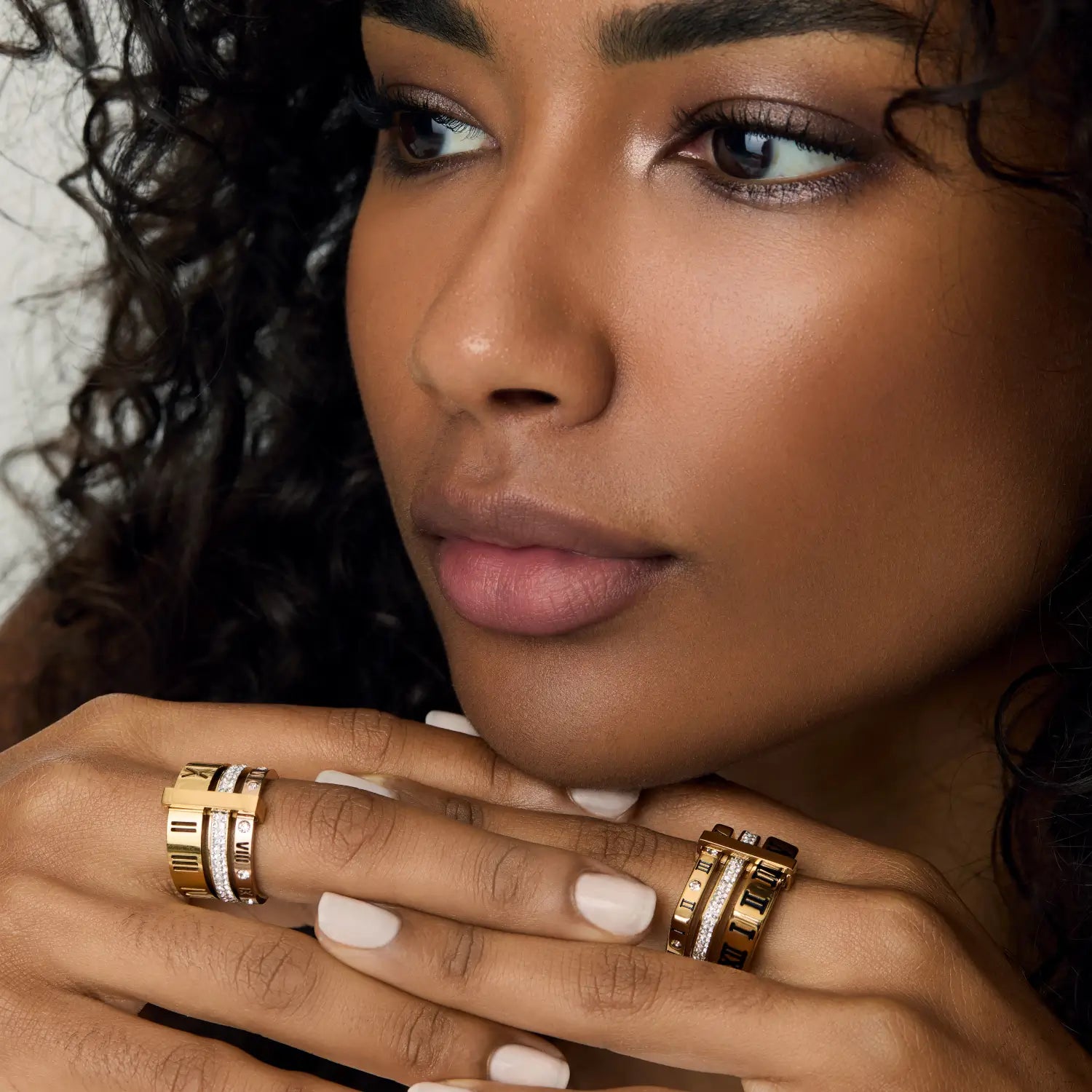 Anel Triplo Romanos Banhado em Ouro 18k