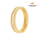 Anel com Pedras Brilhantes Banhado em Ouro 18k