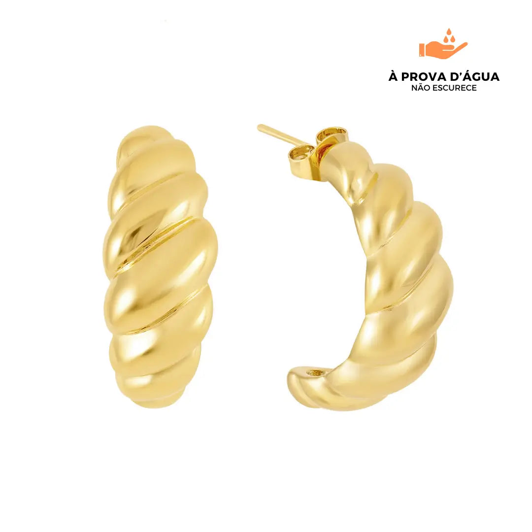 Brincos Curvas do Mar Banhados em Ouro 18k