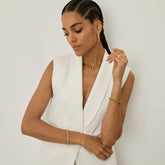 Brincos Elos com Pedras Brilhantes Banhado em Ouro 18k