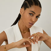 Brincos Elos com Pedras Brilhantes Banhado em Ouro 18k