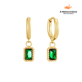 Brincos Esmera Banhados em Ouro 18k