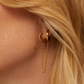 Brincos Jade 2 Furos Banhados em Ouro 18k