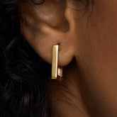 Brincos Retangular Trina Banhado em Ouro 18k