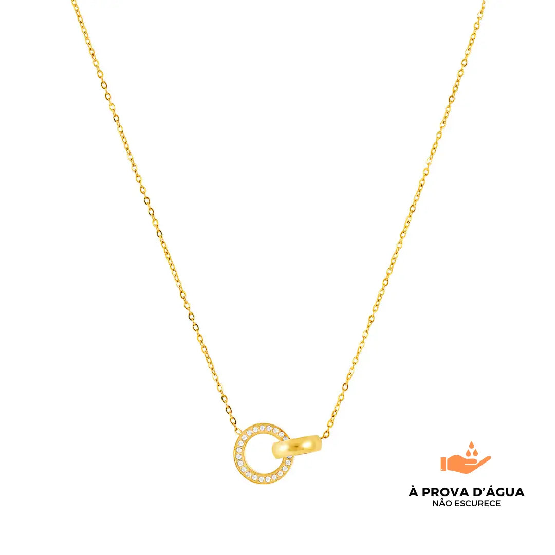 Colar Anéis Cruzados Banhado em Ouro 18k