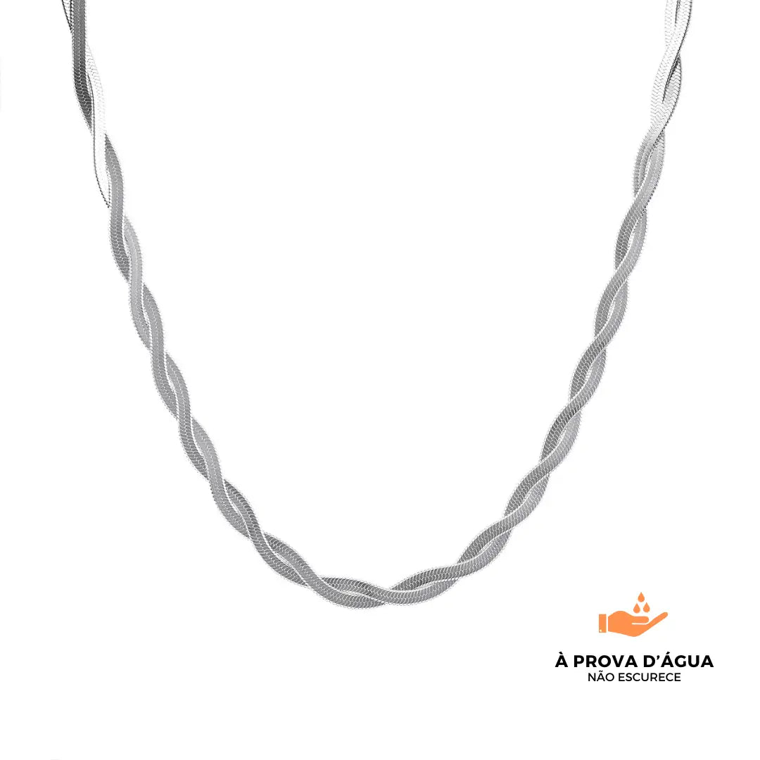 Colar Slim Entrelaçado Banhado em Prata