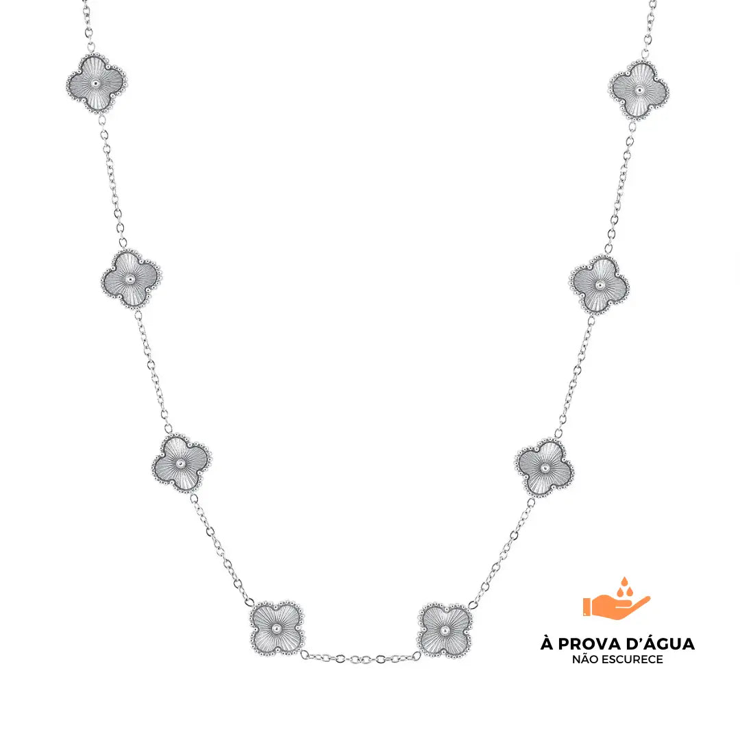 Colar Trevo Prata Banhado em Prata