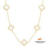 Colar de Trevo Branco Banhado em Ouro 18k