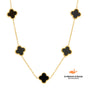 Colar de Trevo Preto Banhado em Ouro 18k