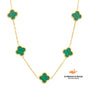 Colar de Trevo Verde Banhado em Ouro 18k