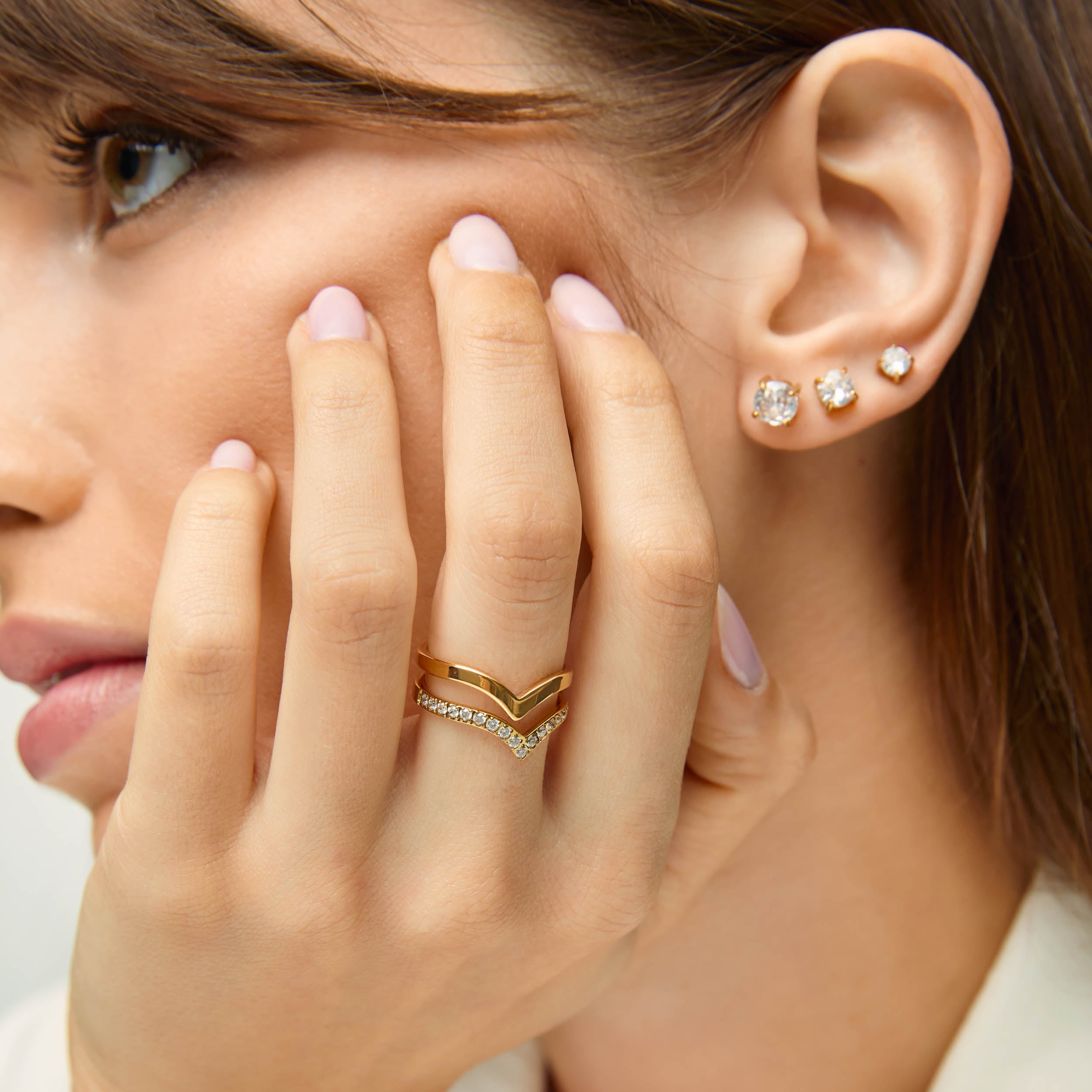 Brincos Solitário 5mm Banhados em Ouro 18k