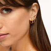 Brincos de Argola com Pedras Brilhantes Banhado em Ouro 18k