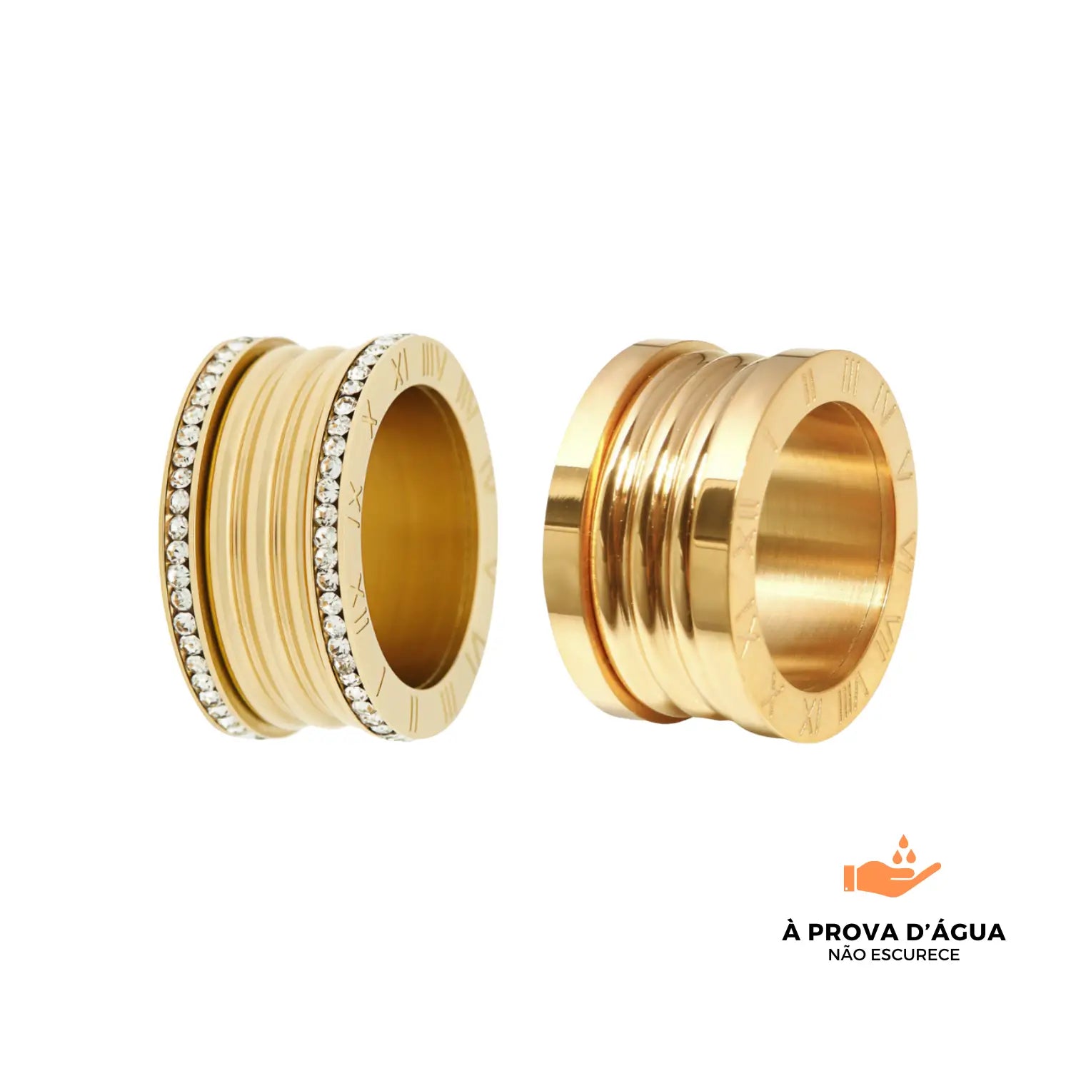 Par de Alianças Pedra Luca Banhadas em Ouro 18k