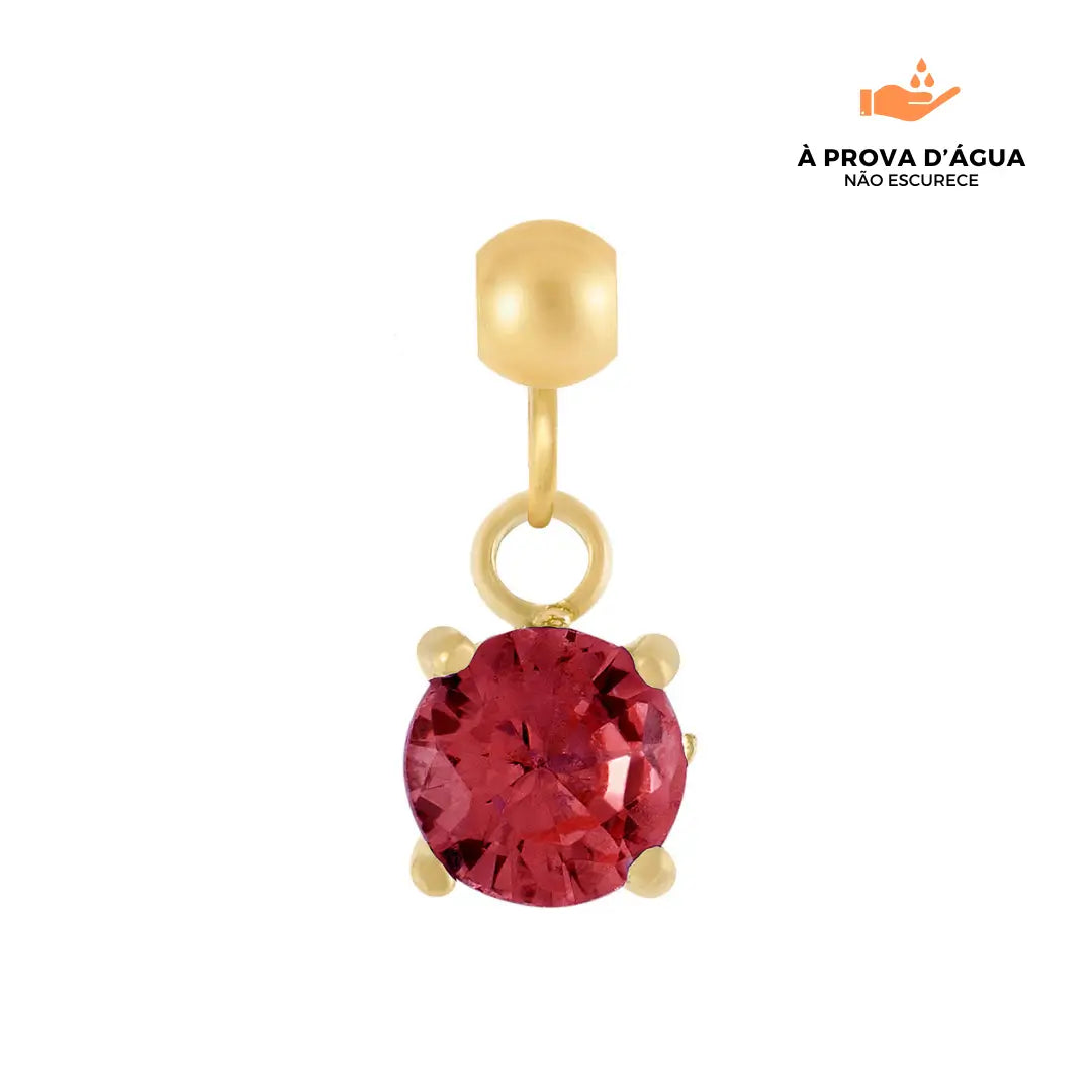 Pingente Ponto de Luz Rubi Banhado em Ouro 18k