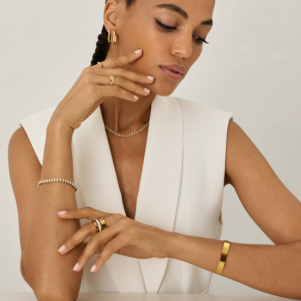 Pulseira Riviera Moderna Banhada em Ouro 18k