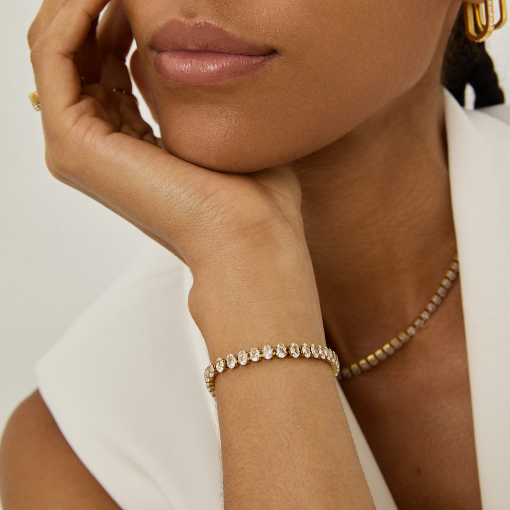 Pulseira Riviera Moderna Banhada em Ouro 18k