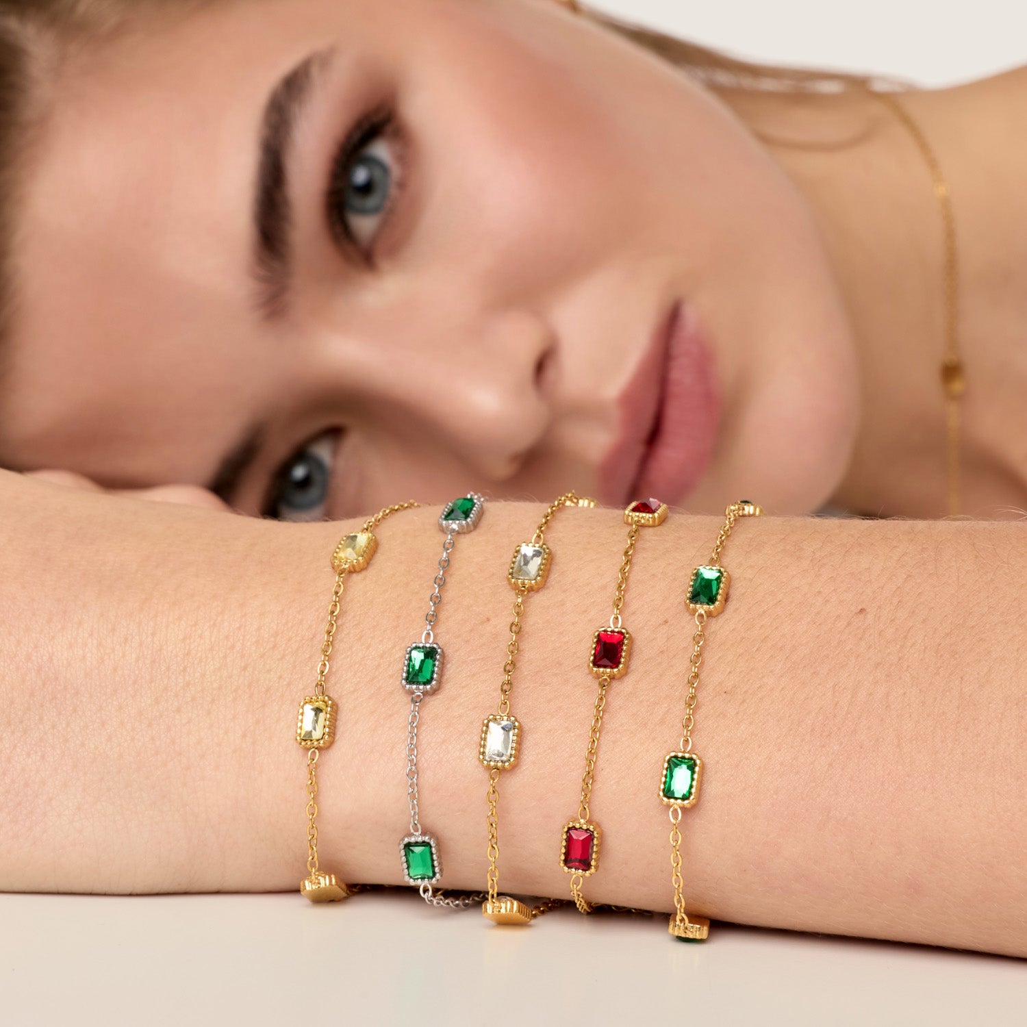 Pulseira Esmera Banhada em Prata