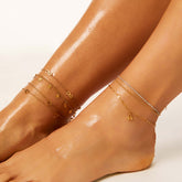 Tornozeleira Dois Pontos Banhado em Ouro 18k