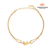 Tornozeleira Duo Borboleta Banhada em Ouro 18k