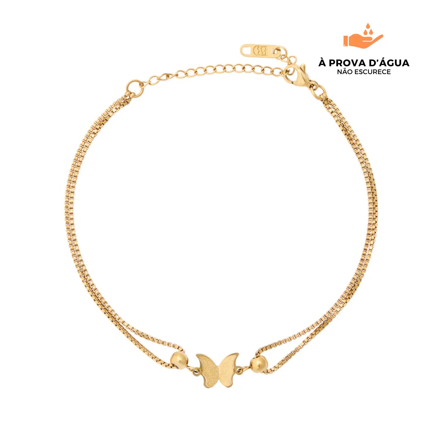 Tornozeleira Duo Borboleta Banhada em Ouro 18k