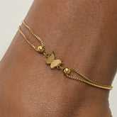 Tornozeleira Duo Borboleta Banhada em Ouro 18k