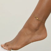 Tornozeleira Duo Borboleta Banhada em Ouro 18k