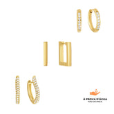 Trio de Brincos Essentials Banhados em Ouro 18k