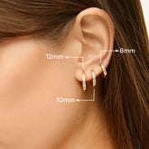 Trio de Brincos de Argola com Pedras Brilhantes Banhados em Ouro 18k