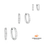Trio de Brincos de Argola com Pedras Brilhantes Banhados em Prata