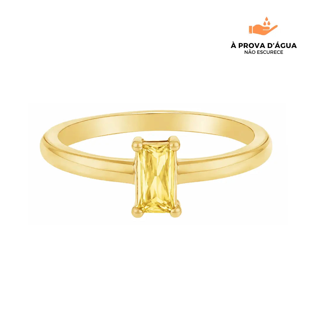Anel Solitário Ponto Dourado Banhado em Ouro 18k