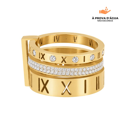 Anel Triplo Beout Banhado em Ouro 18k