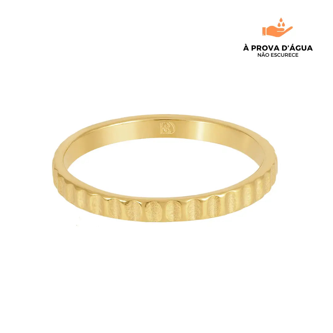 Anel Listras Banhado em Ouro 18k