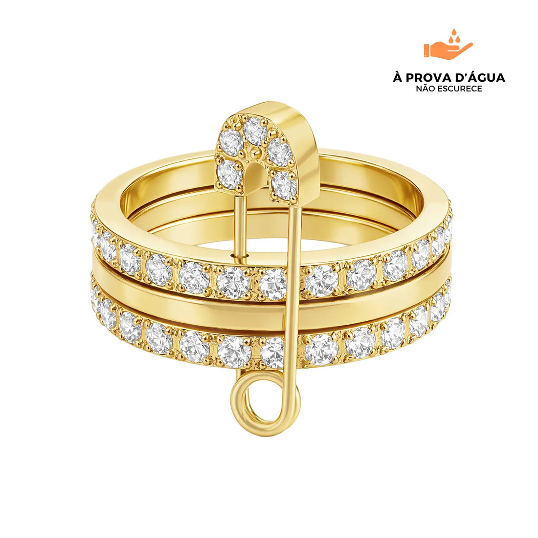 Anel Monte Carlo Banhado em Ouro 18k