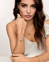 Anel Ponto Esmera Banhado em Ouro 18k