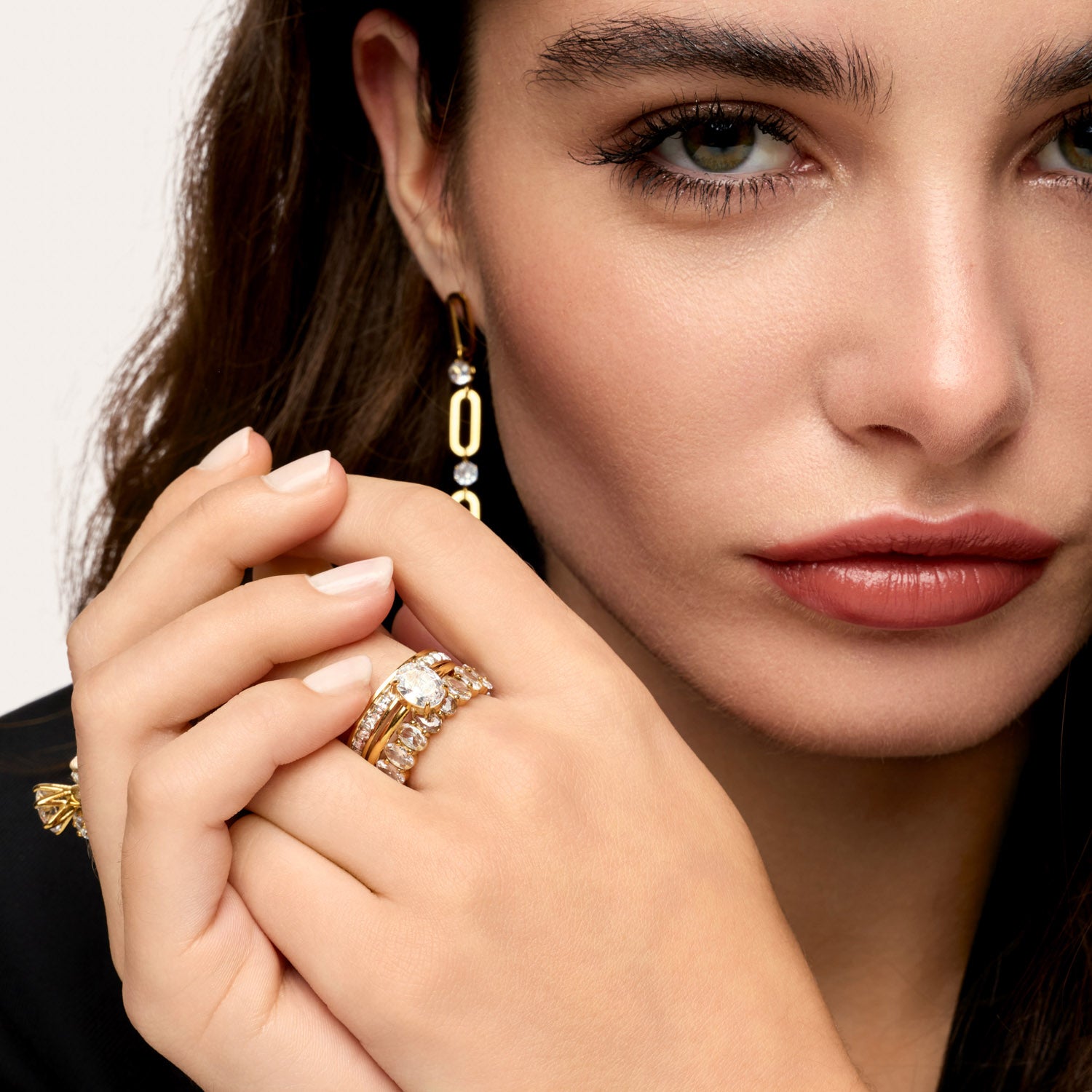 Anel Riviera Moderna Banhado em Ouro 18k