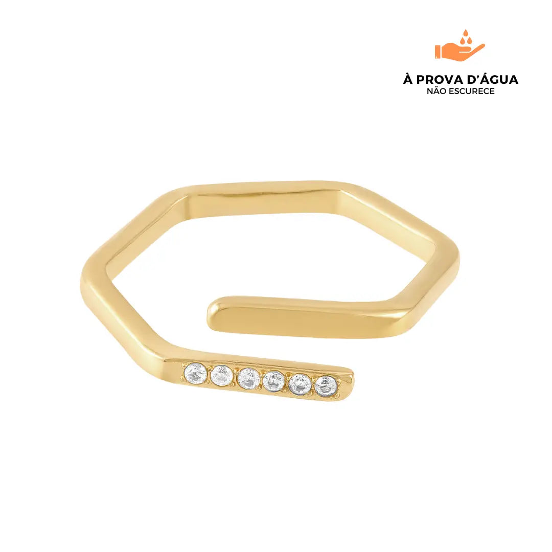 Anel Skyline Regulável Banhado em Ouro 18k