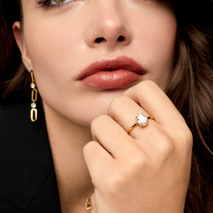 Anel Solitario Lumiere Banhado em Ouro 18k