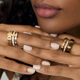 Anel Triplo Romanos Banhado em Ouro 18k