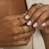 Anel de Corrente Gabriela Banhado em Ouro 18k