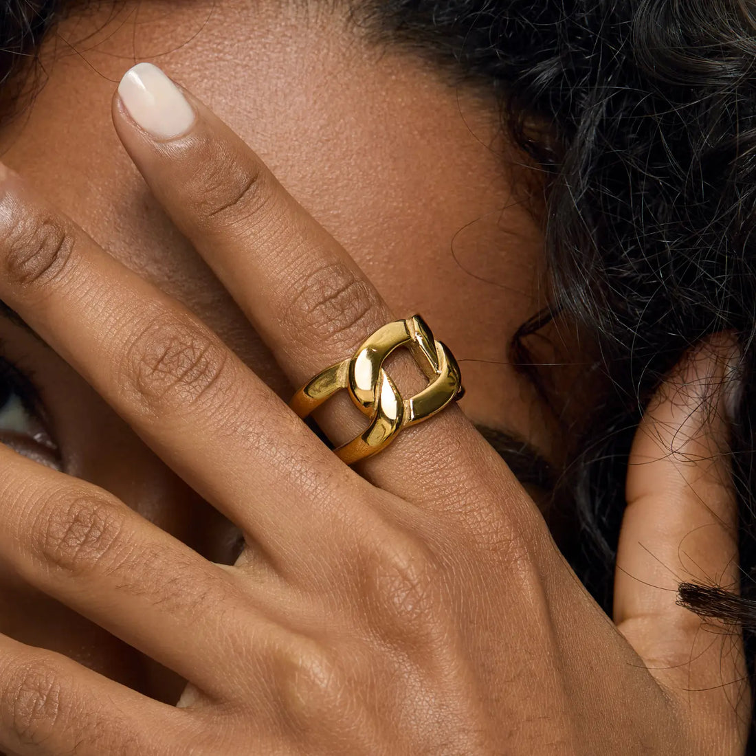 Anel de Elos Duplos Banhado em Ouro 18k