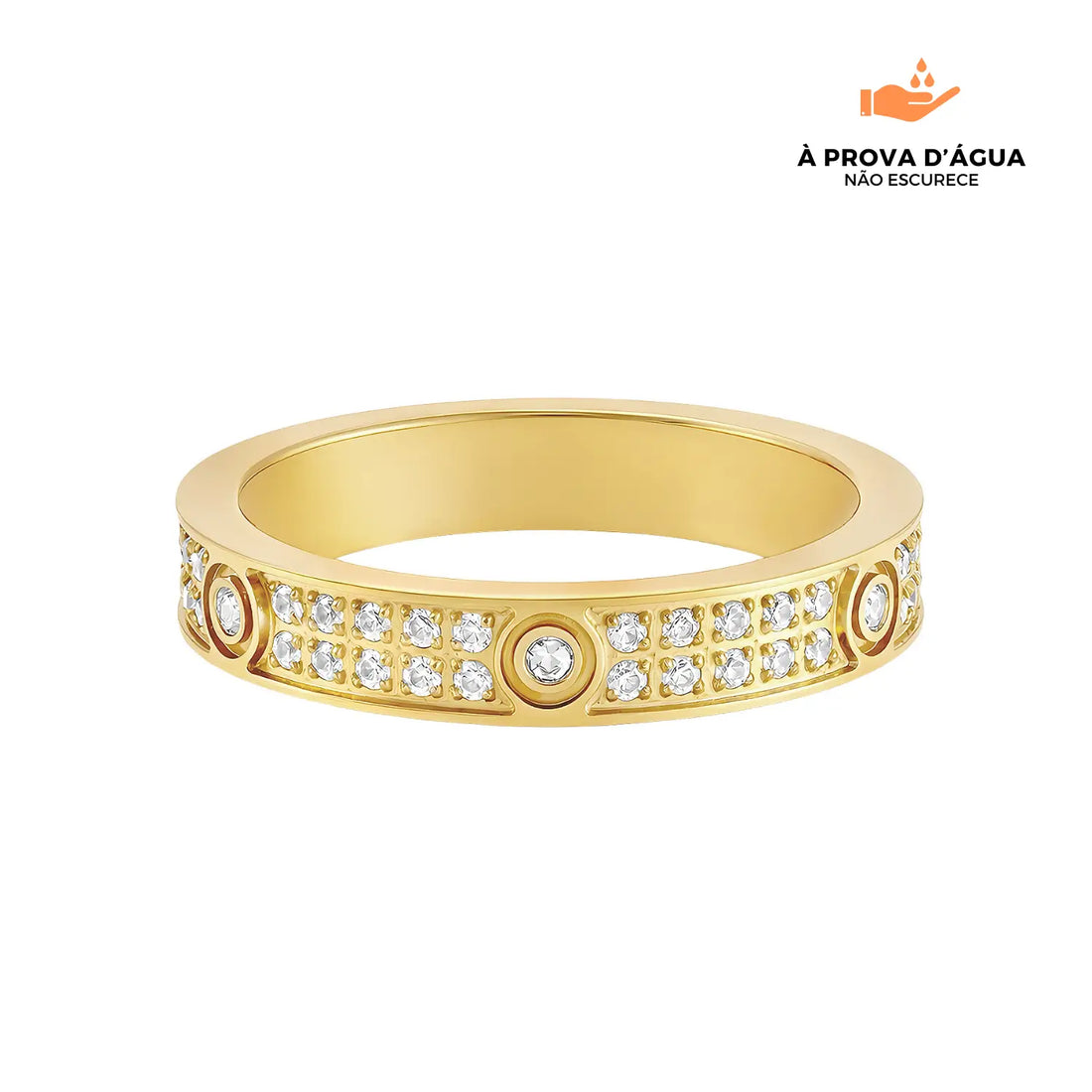 Anel de Pedras Turim Banhado em Ouro 18k