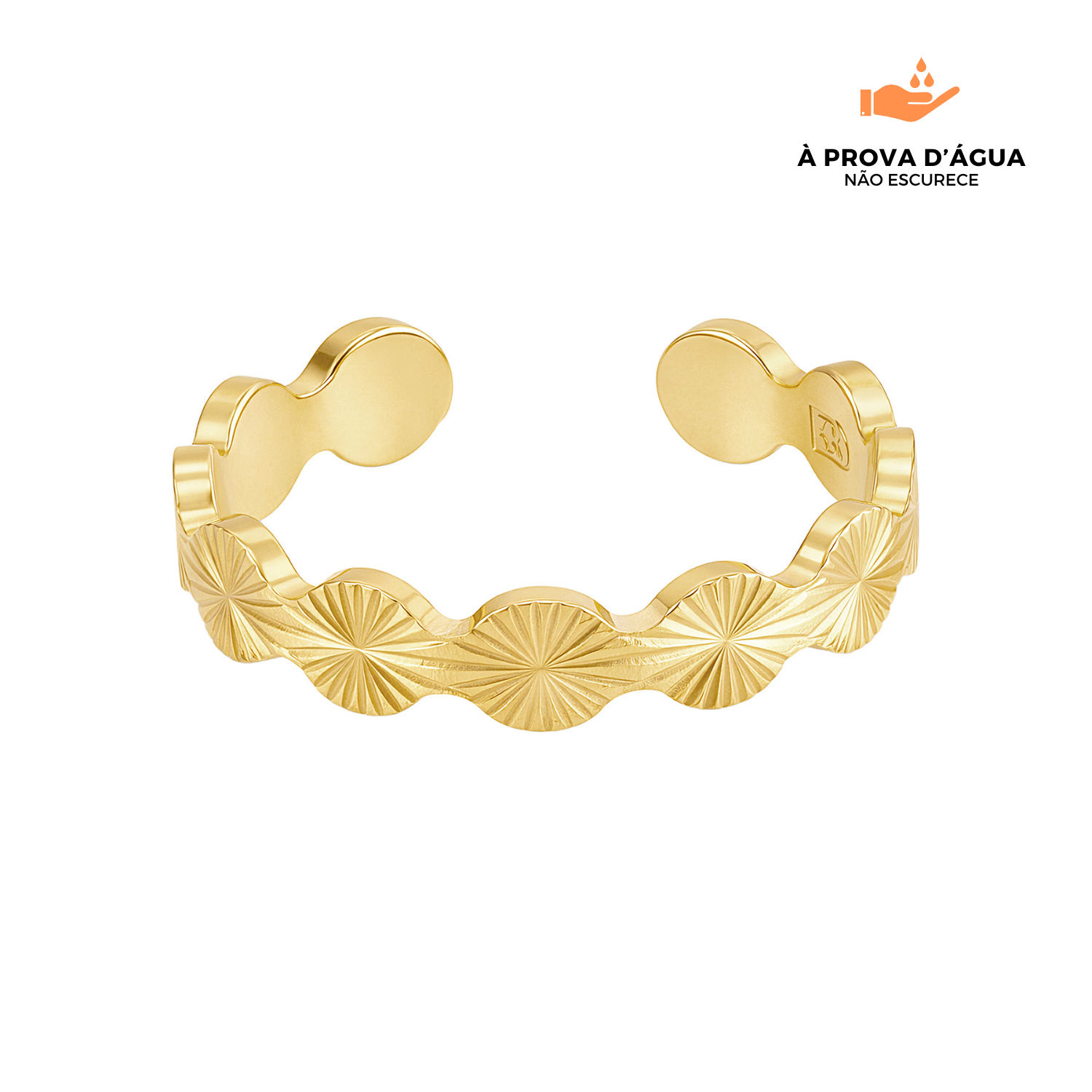 Anel Áurea Regulável Banhado em Ouro 18k