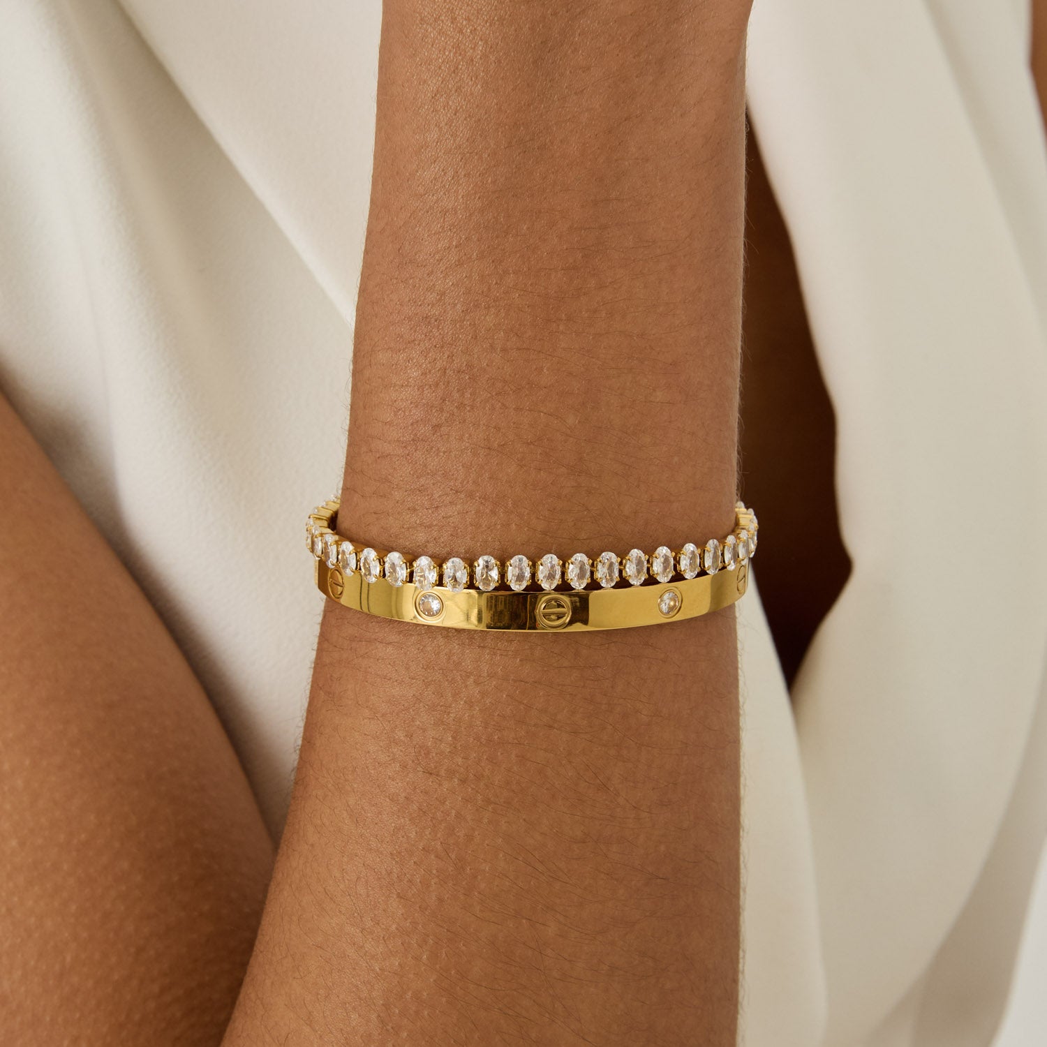 Bracelete Pedras de Glamour Banhado em Ouro 18k