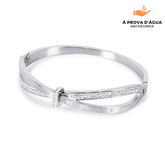 Bracelete Romano com Pedras Brilhantes Banhado em Prata