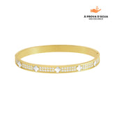 Bracelete Trevo Branco Banhado em Ouro 18k