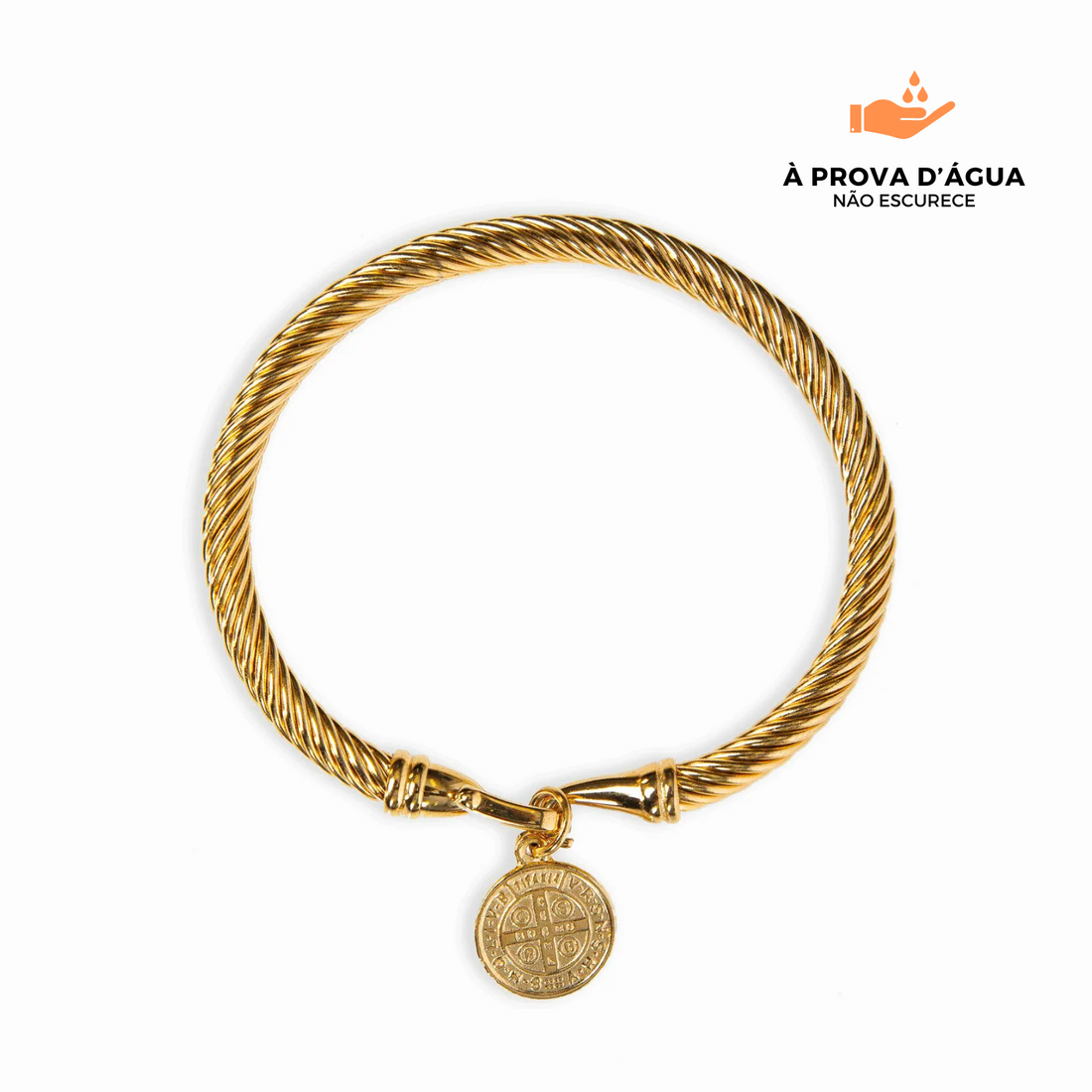Bracelete com Pingente de São Bento Banhado em Ouro 18k