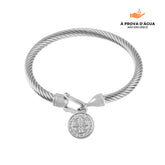 Bracelete com Pingente de São Bento Banhado em Prata