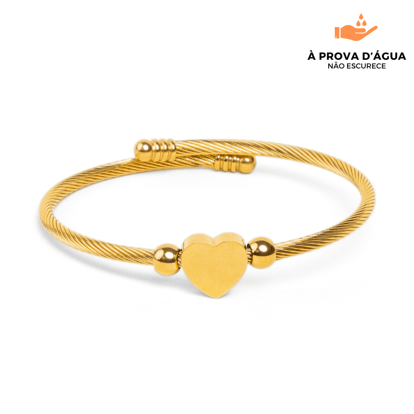 Bracelete de Coração Regulável Banhado em Ouro 18k